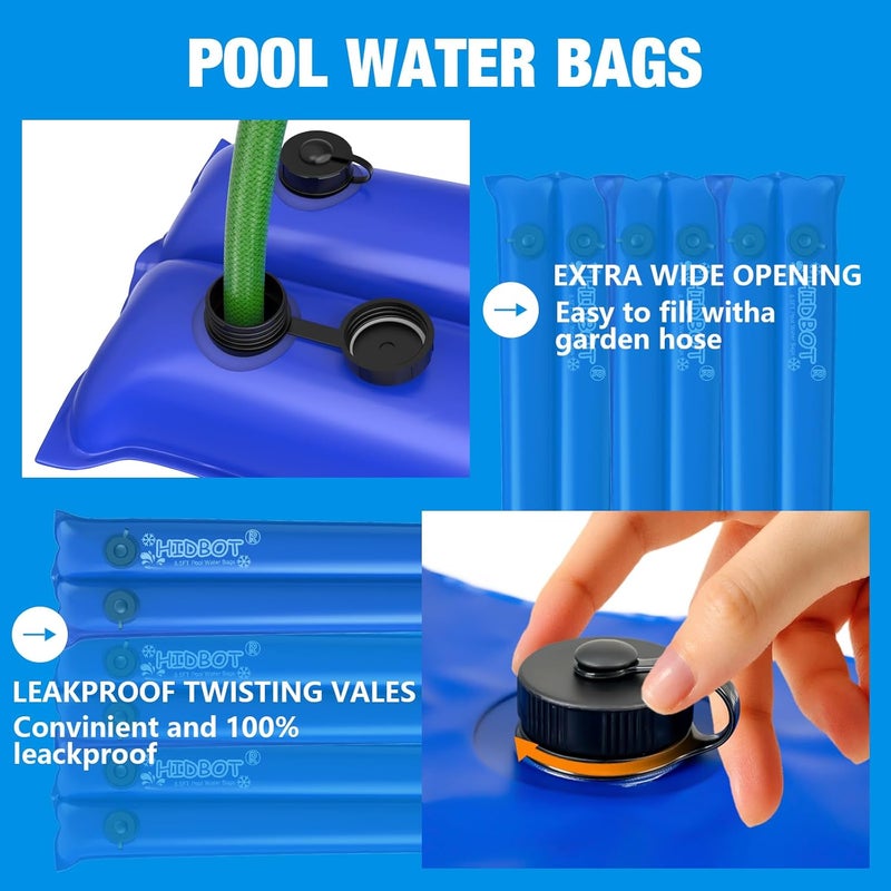 Hidbot 8.5 Ft Double Chamber Pool Water Bags,5 Packs-Water Tube for Winter Pool Cover,0.4mm Double Chamber Water Tubes for Inground Pool Swimming Pool Water Bags for Winterizing-Pool Covers Winter Closing - Image 4
